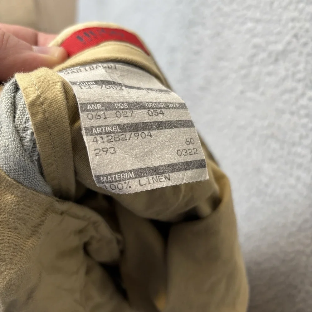 HUGO BOSS Linen Pants Mens 38x30‎ Light Green Flat Front Trousers